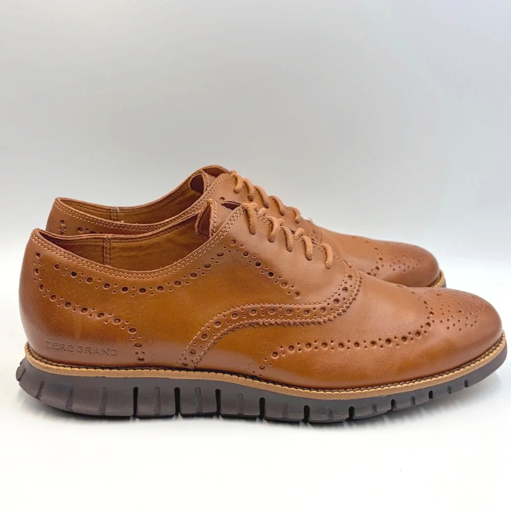 Cole Haan Zerogrand Wingtip Oxford British Tan Leather C29411 Mens 10.5 M